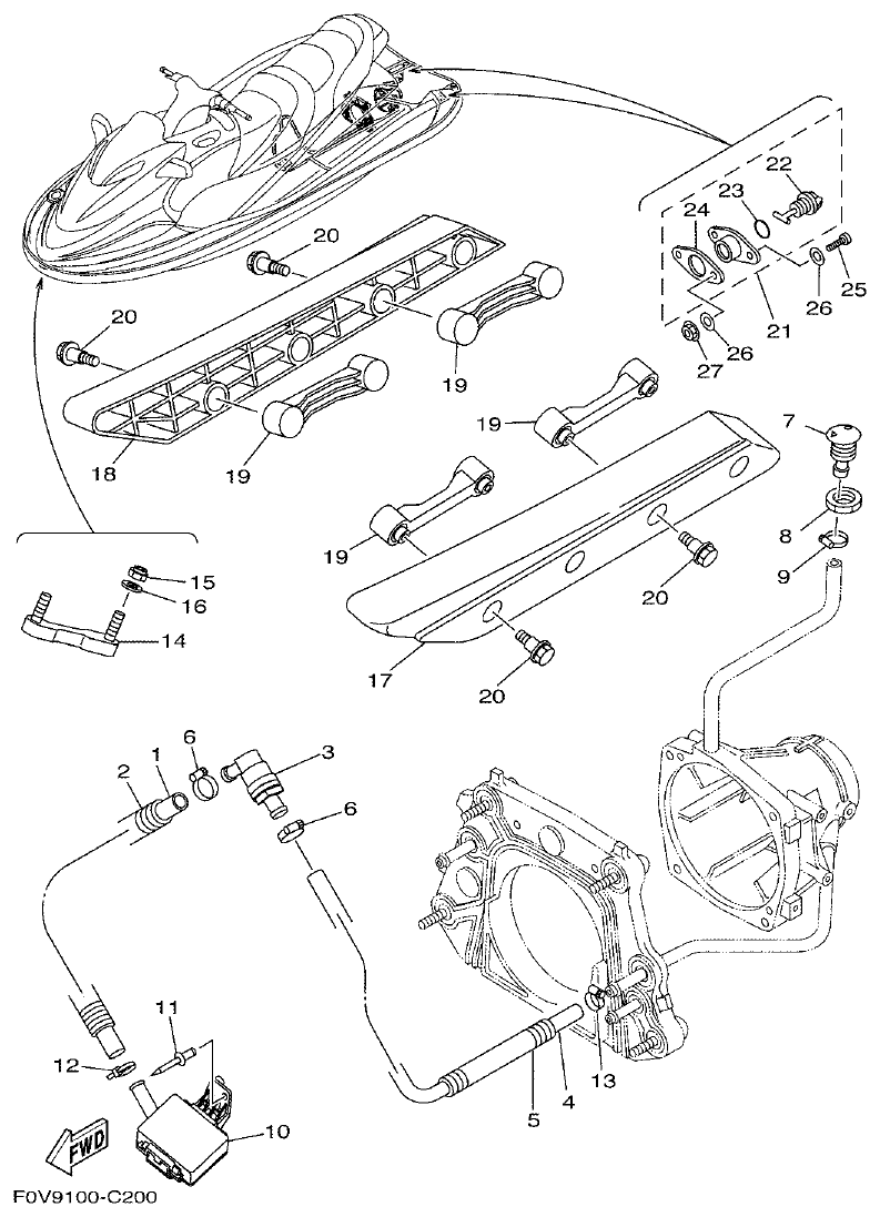 Yamaha A1 HULL & DECK parts diagram